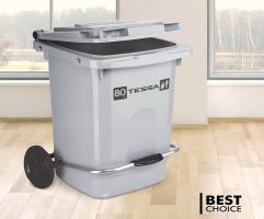 سطل زباله 80 لیتری چرخ دار و پدال دار تسا پلاستیک